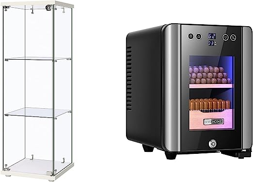 VIVOHOME 3 Layers Glass Display Cabinet Countertop Showcase with Lock